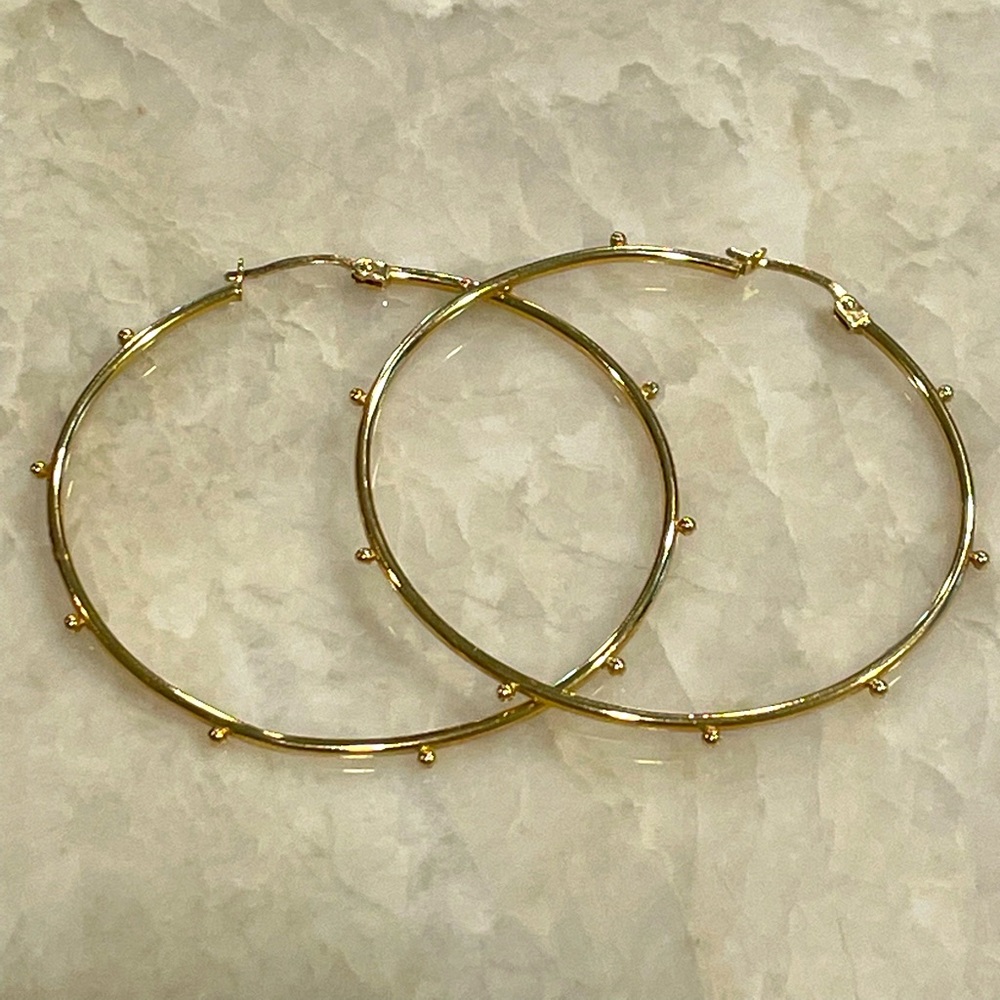 Pair of 14k Gold Hoop Earrings -Saks - Picture 2 of 12
